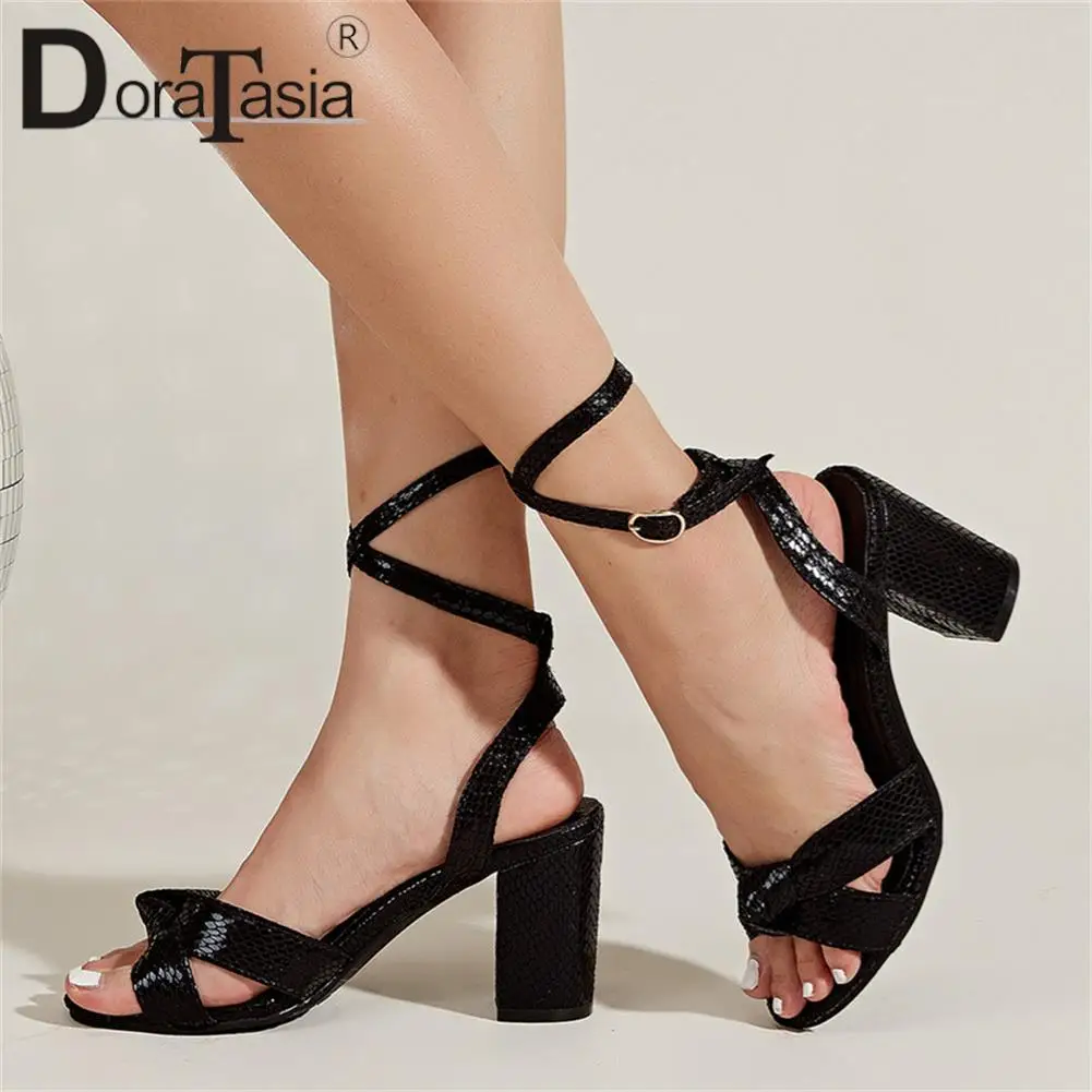 Brand New Ladies Ankle Strap Summer Sandals Fashion Bow Solid Thick High Heels women's Sandals Party Office Sexy Shoes Woman