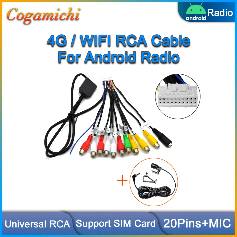 Cogamichi 20Pin Универсальный 4G WIFI переходник для кабеля RCA микрофон AUX сабвуфер