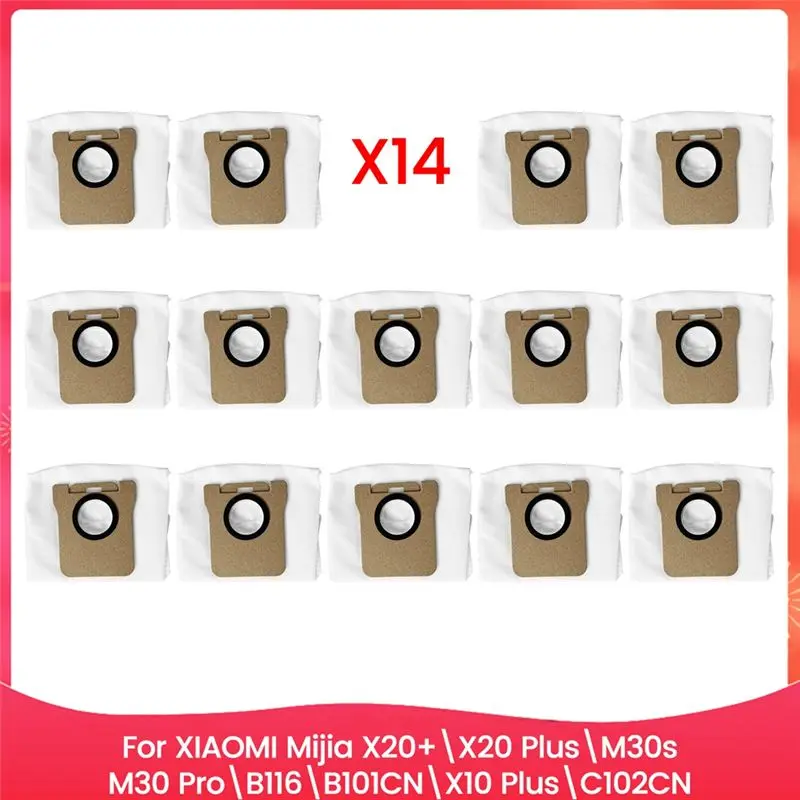 Фото Комплект из 14 мешков для сбора пыли для пылесосов Xiaomi Mijia X20+/X20 Plus/M30s/M30 Pro/B116/B101CN/X10 Plus/C102CN - [Запчасти Mriae] №1