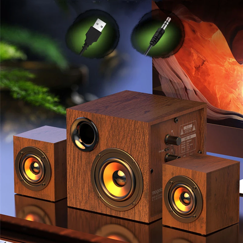 

Q6 wooden desktop bluetooth 2.1 wired speaker large volume home computer audio overweight subwoofer notebook mobile phone