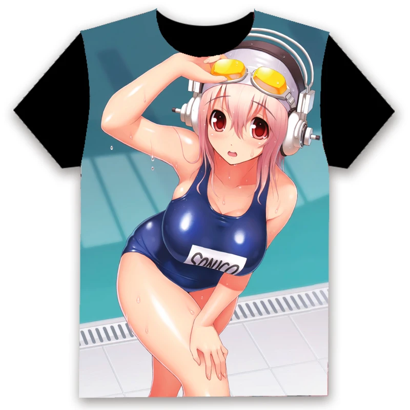 

Горячая аниме футболка Супер Sonico сексуальные девушки 3 dпечатный косплей с коротким рукавом для женщин мужчин черная футболка Студенческая Повседневная Летняя одежда топы