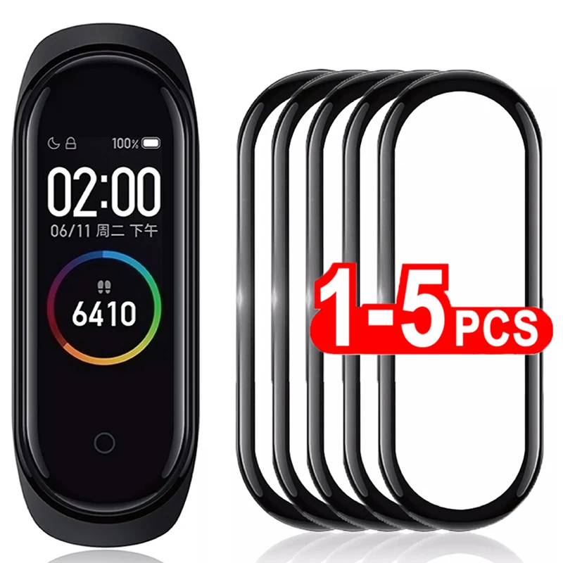 9D Full Screen Protectors for Xiaomi MI Band 8 7 6 5 4 Film Smartwatch Accessories soft Tempered Glass Protective Cover HD Film