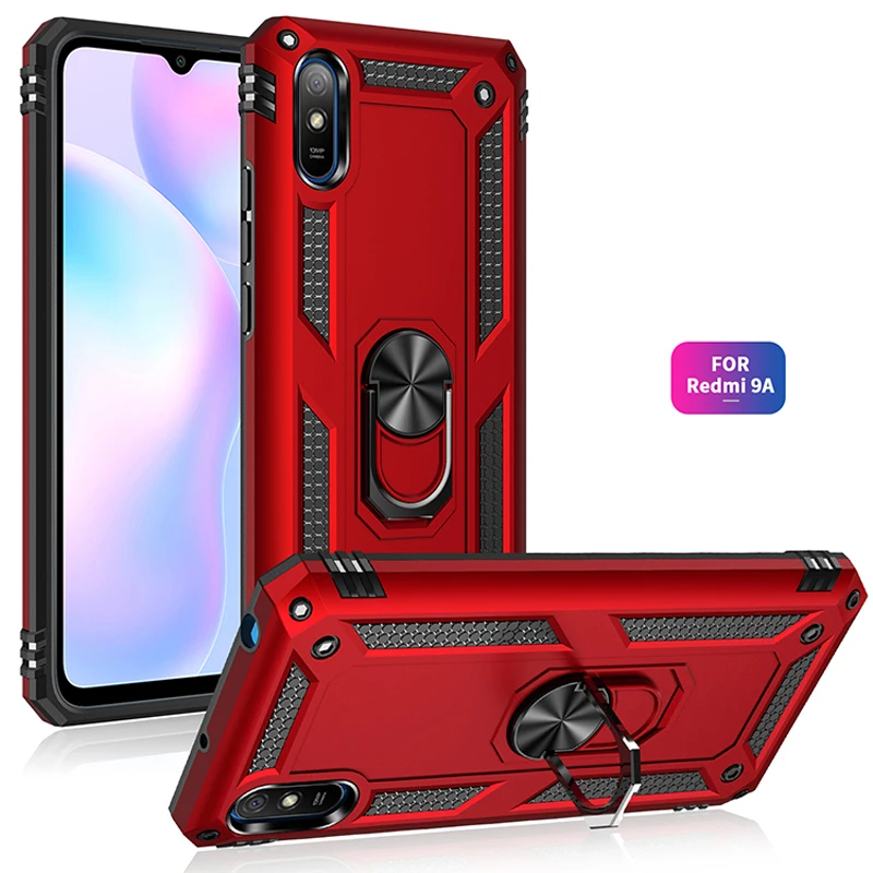 

Shockproof Armor For Xiaomi Redmi 9 9A 9C 9T Case Phone Case for Redmi 9 Power Ring Stand Bumper Silicone Phone Back Cover