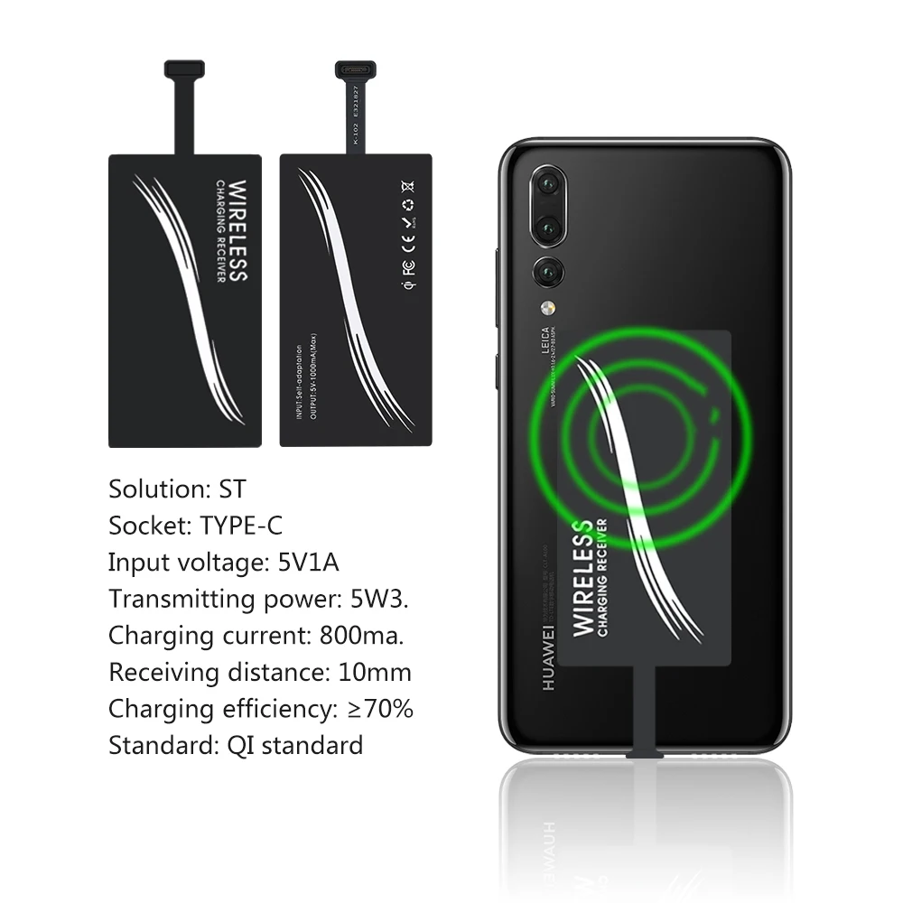 Беспроводное зарядное устройство Type-C Универсальный зарядный приемник для Huawei P20