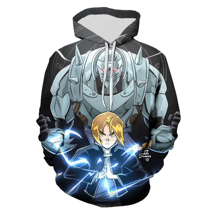 

2022Fashion Cartoon Men's Clothes Fullmetal Alchemist 3D Printed Women's Tracksuit Anime Casual Long Sleeve Children Hoo