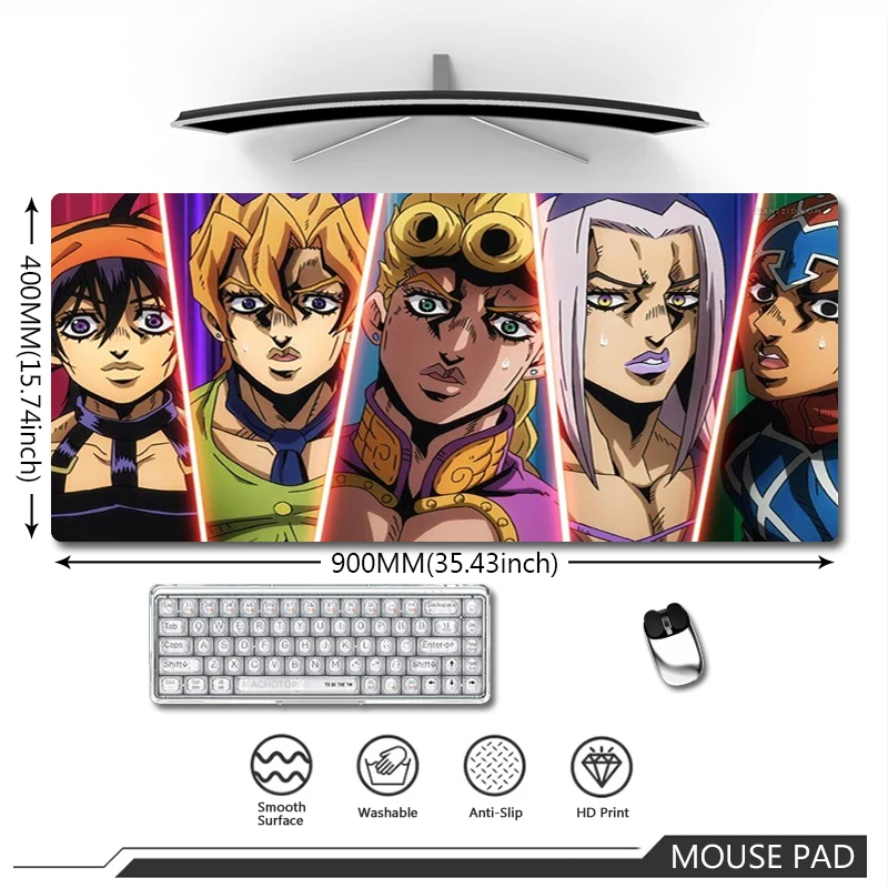 

Jojo's Bizarre Adventure Mouse Pad Large Anime Mousepad XXL Pc Gamer Mat Office Computer Mats Locking Edge Table Pads 90x40cm