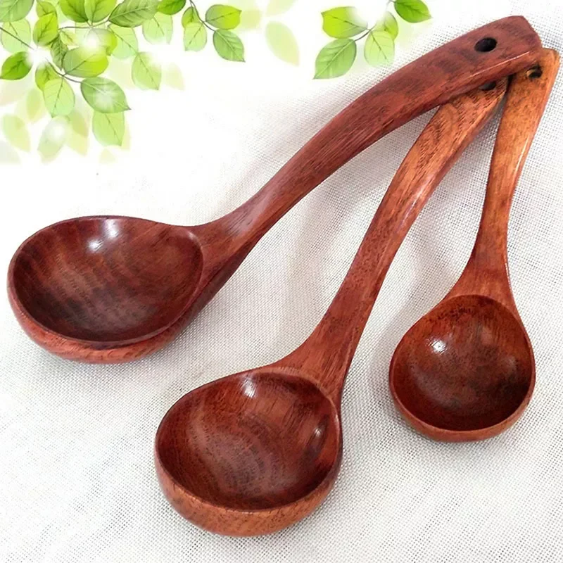 

2023NEW Kitchen Long Handle Wooden Spoon Dessert Rice Soup Spoon Teaspoon Cooking Spoons Wood Spoon Kitchen Accessories Home Gad