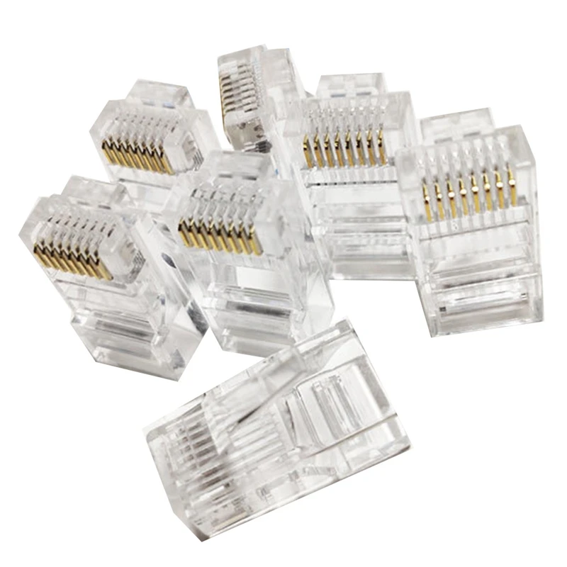 

100 шт., экранированный коннектор RJ45, коннектор CAT5 8P8c для сетевого кабеля CAT5 LAN, Кристальные головки