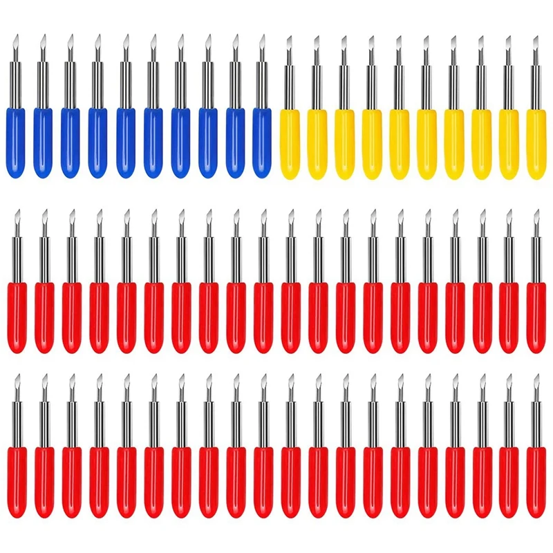 60Pcs Cutting Blades, For Explore Air / Air 2 Maker Expression 30/45/60 Degree Cutting Plotter Replacement Blades