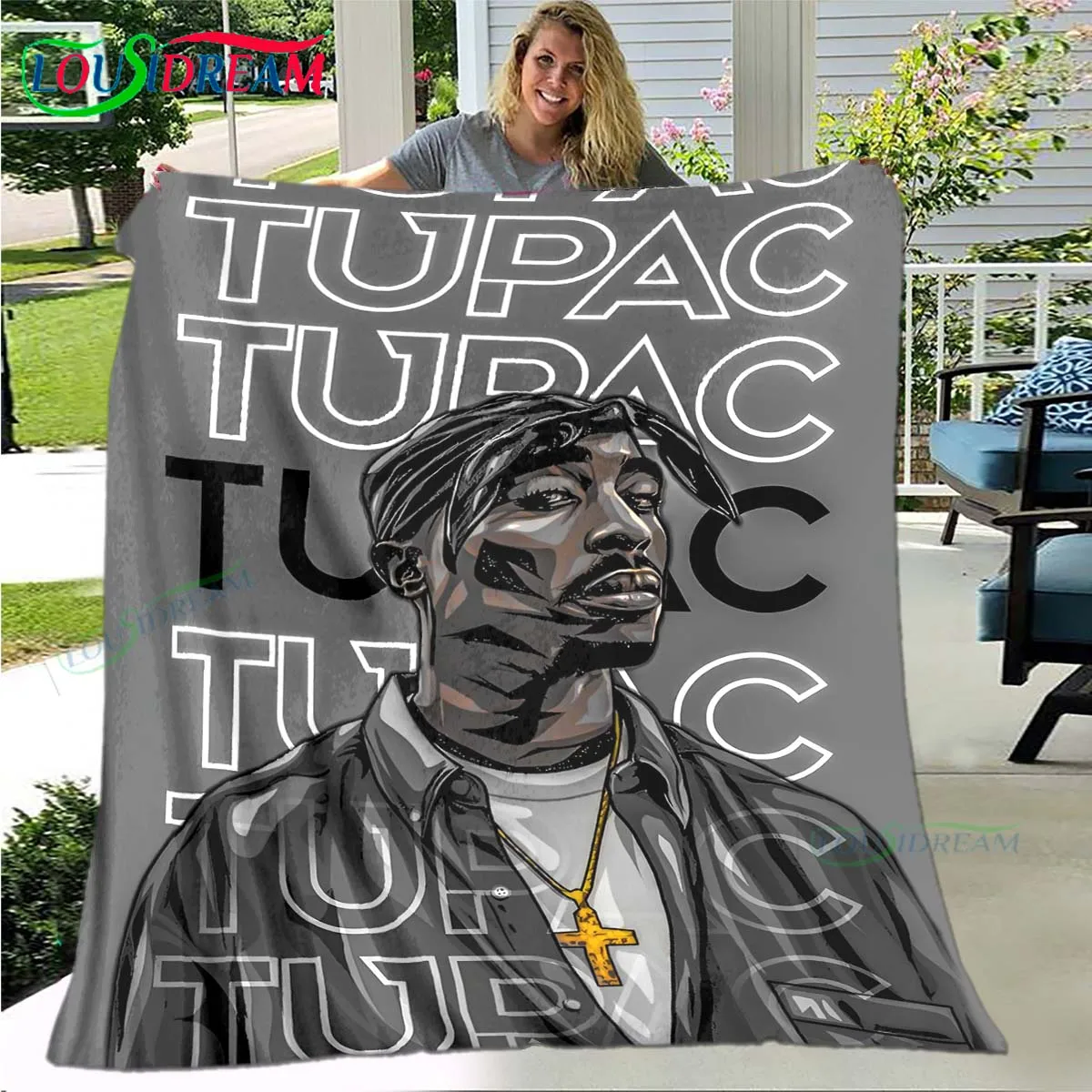 Одеяло Pop Singer Tupac-Shakur Фланелевое покрывало для кровати дивана пикника офиса
