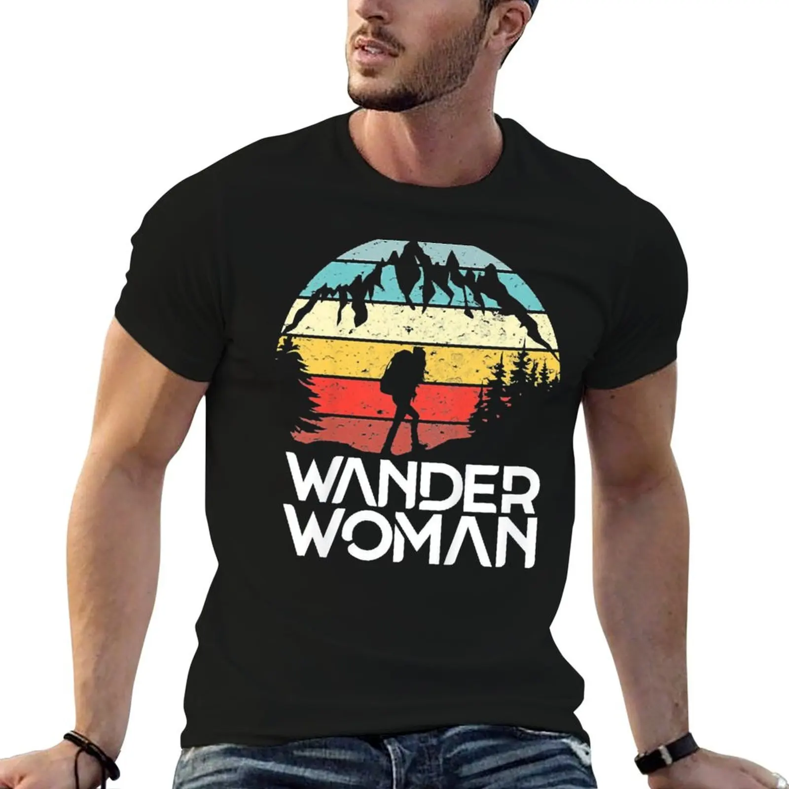 Фото Футболка Wander, женская футболка, мужская хлопковая футболка, мужская футболка с графическим принтом, винтажная футболка для мужчин №1
