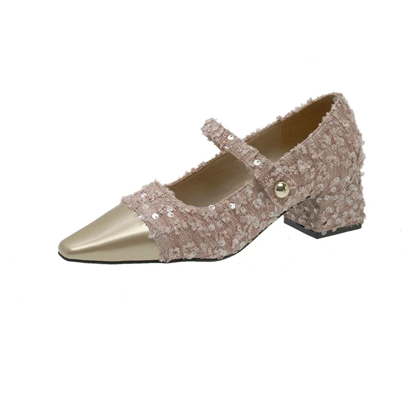 Женские туфли-лодочки на толстом каблуке демисезонные