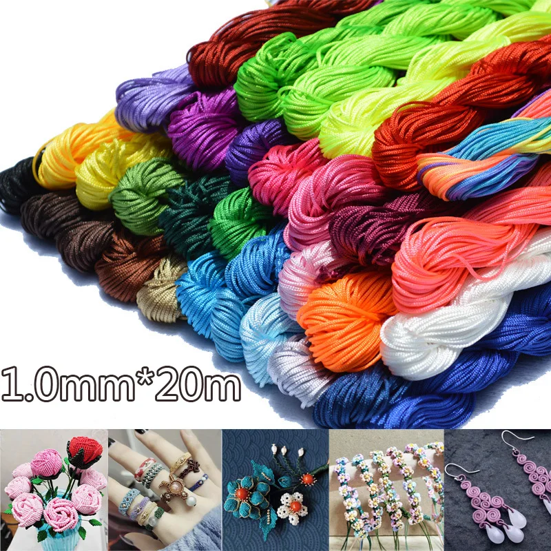 

Beading String Chinese Knot Nylon Cord Bracelet 20m Macrame Cord Thread Braided String Tassels 1.0mm For Jewelry Making Thread