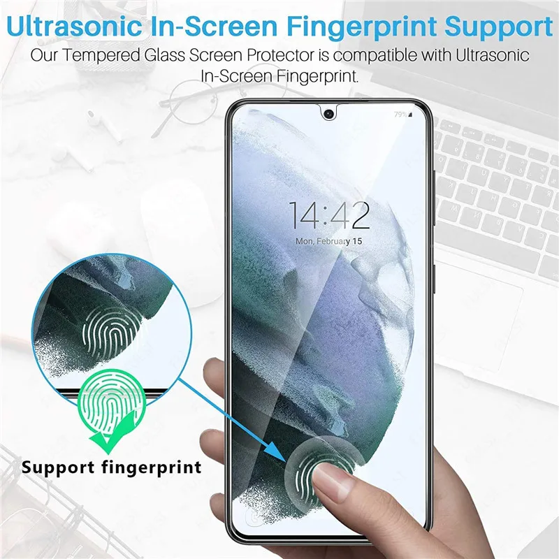 3Pcs HD Tempered Glass For Samsung Galaxy S21 5G S22 S23 S21 Plus S21FE S20FE 5G Fingerprint Unlock Screen Protector Glass