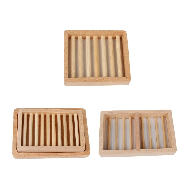 

Natural Wooden Soap Dish Rustic Bar Soap Holder Sponges Draining Tray Rack Plate Soap Storage Box for Shower Bathroom