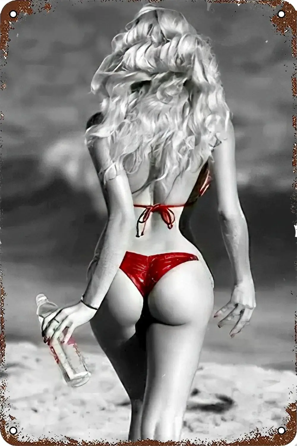 Сексуальная девушка в красном купальнике на пляже Декор Картина Сексуальный
