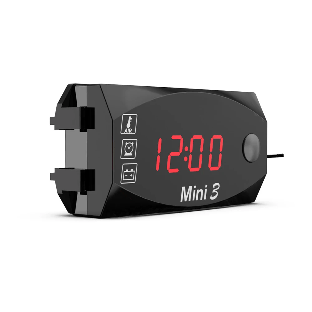 

3 In 1 Digital Time Clock + Thermometer +Voltage Voltmeter LED Display 6V-30V Motorcycle IP67 Waterproof Tester for Car Boat