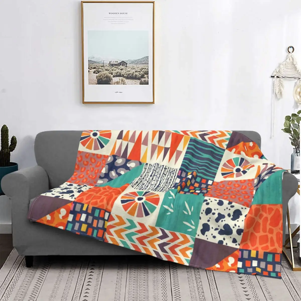 

Out Of Africa Zig Zag Blanket abstract vintage graphic Wool Novelty Breathable Throw Blanket for Bedding Lounge Winter