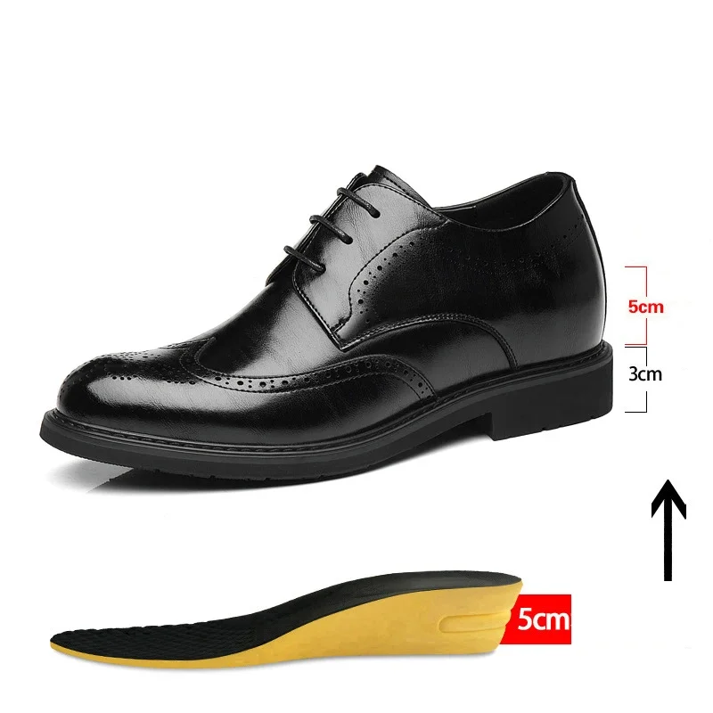 Мужская обувь из коровьей кожи на скрытом каблуке 8/6 см офисная обувь-лифт