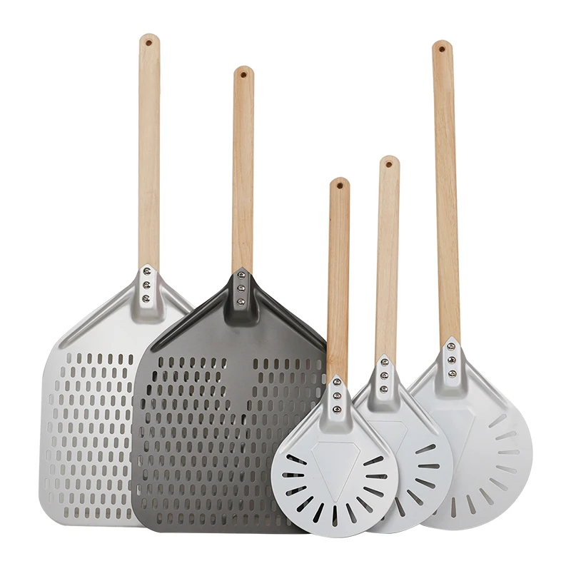 

Premium Aluminum Pizza Shovel Peel Lifter Tools Non Slip Wooden Handle Cake Bread Paddle Cheese Cutter Baking Turner Accessorie