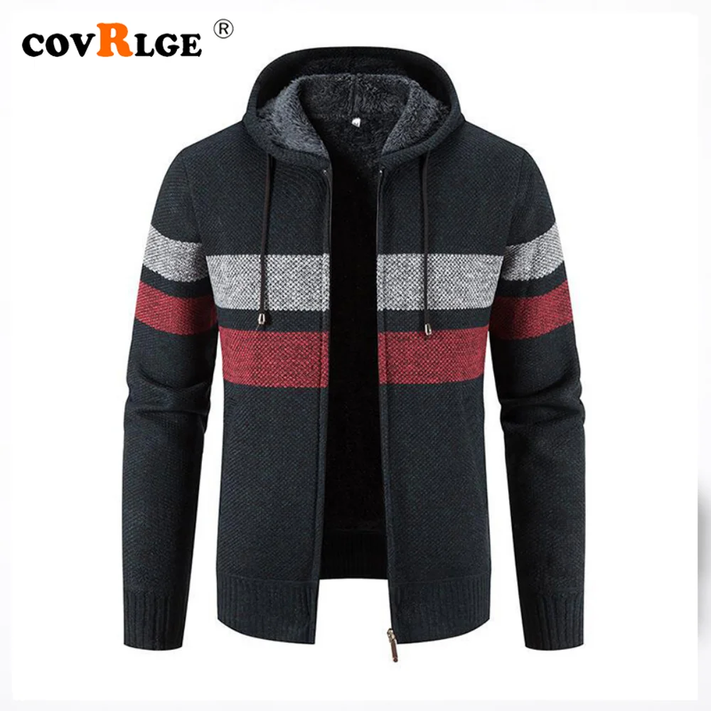 

Мужской свитер с капюшоном, на молнии, с воротником-стойкой