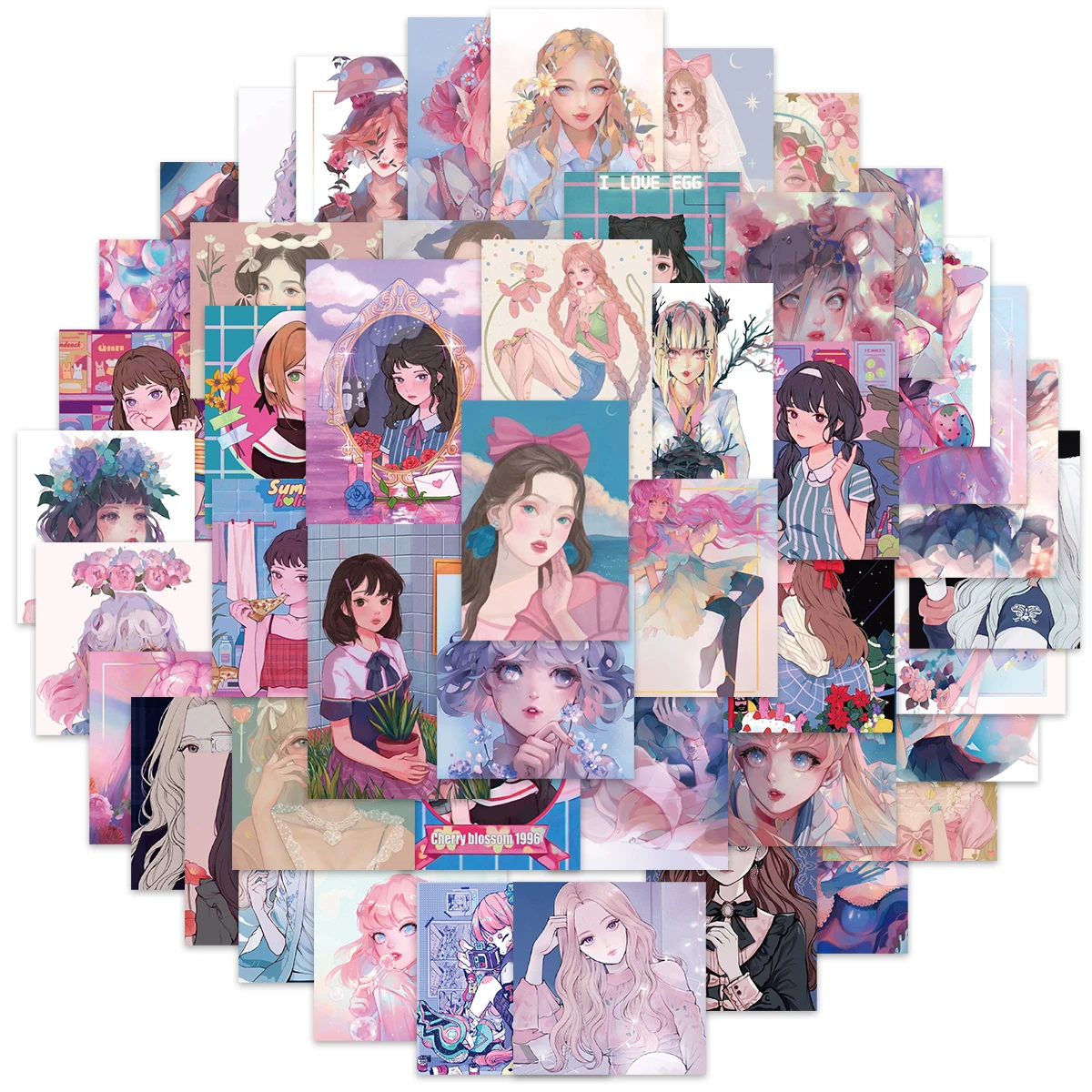 

10/50pcs Cartoon Candy Girl Heart Style Stickers Aesthetics Skateboard Waterproof Guitar Luggage Laptop PVC Car Stickers Decals