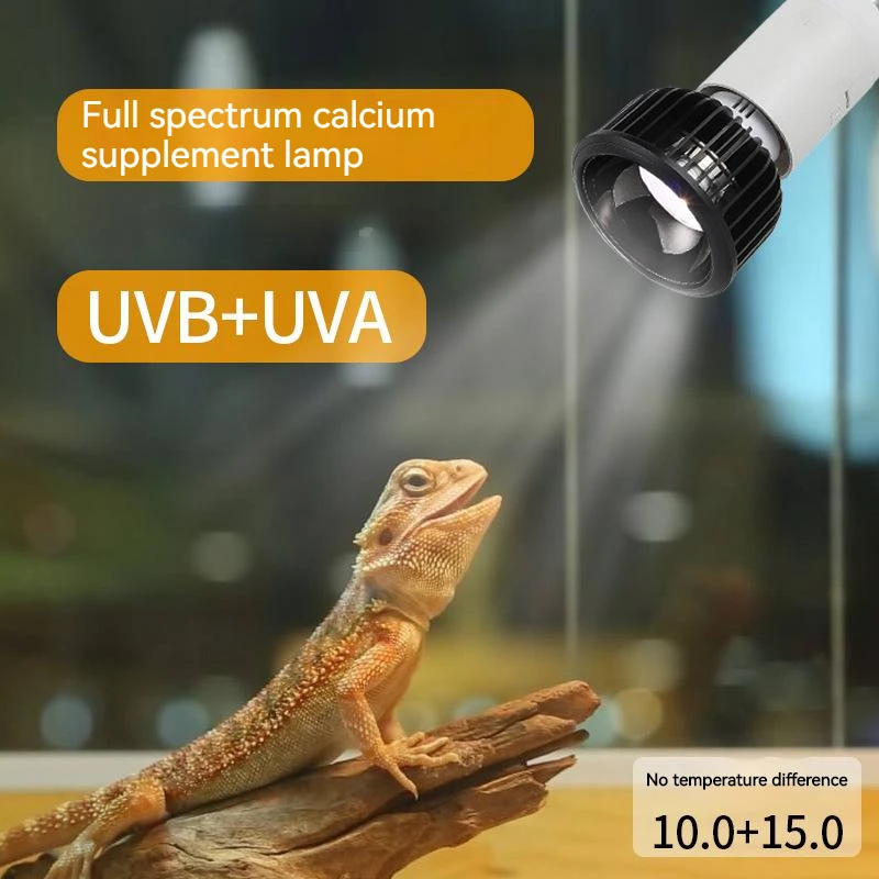 Фото Лампа для рептилий 5.0/10.0 Full Spectrum UVA+UVB, светодиодная лампа для баскинга черепах, УФ-свет для террариумов, амфибий, ящериц, греющая лампа №2