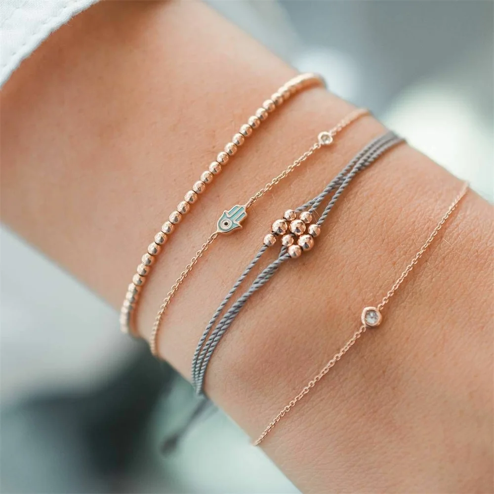 

4PCS/Set Boho Geometric Tassel Chain Bracelet For Women MultiLayer Bangles Charm Party Wedding Beach Jewelry Accessories Gifts