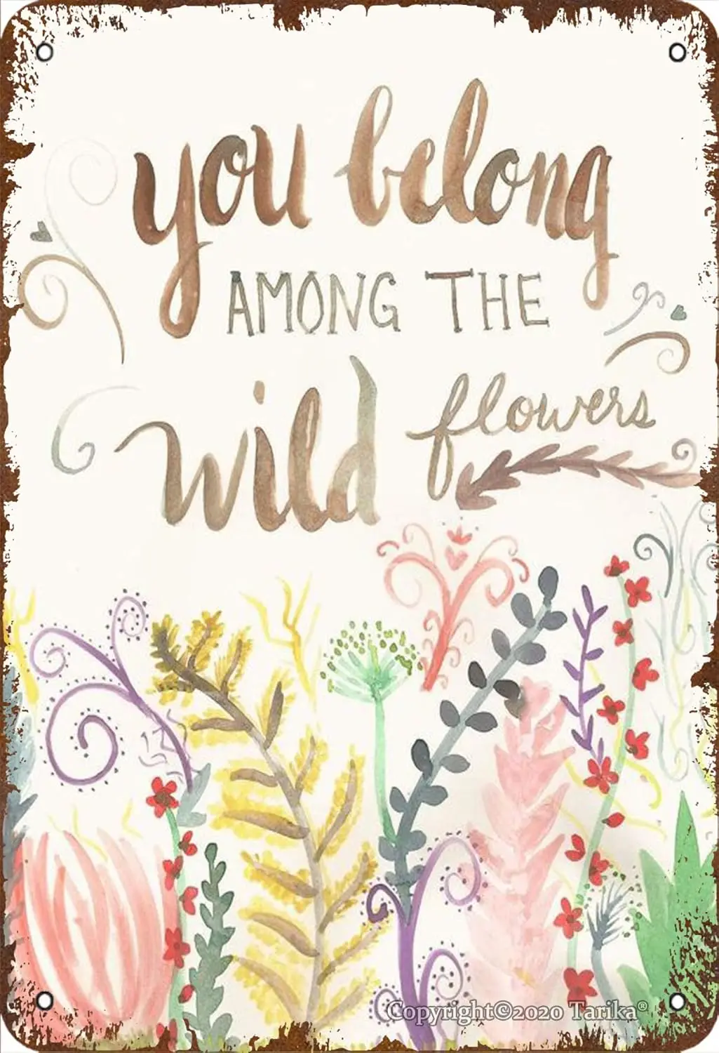 You Belong mong The Wldflowers Metl Sgns Vntge Pto Porch Wll Decor rt Flowers Tn Плакаты для комнаты Grden Plques 8x12 nches
