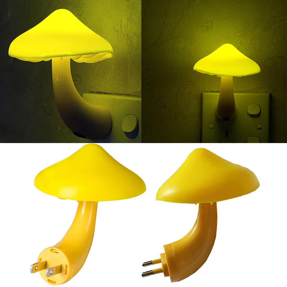 

US/EU Plug Mushroom Wall Lamp LED Night Light Light Control Induction Energy Saving Environmental Protection Bedroom Lamp Dec