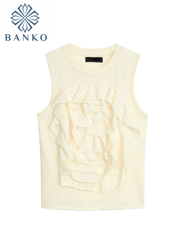 

Korean Fashion Sexy Gyaru Vset Women Simple Basic Sleeveless Cotton Draped Tank Tops Chic Summer Y2K Cozy Camisole Streetwear