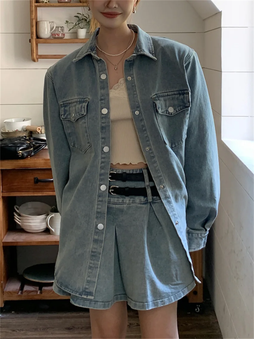 Женские джинсовые костюмы Alien Kitty в стиле ретро свободная джинсовая куртка с