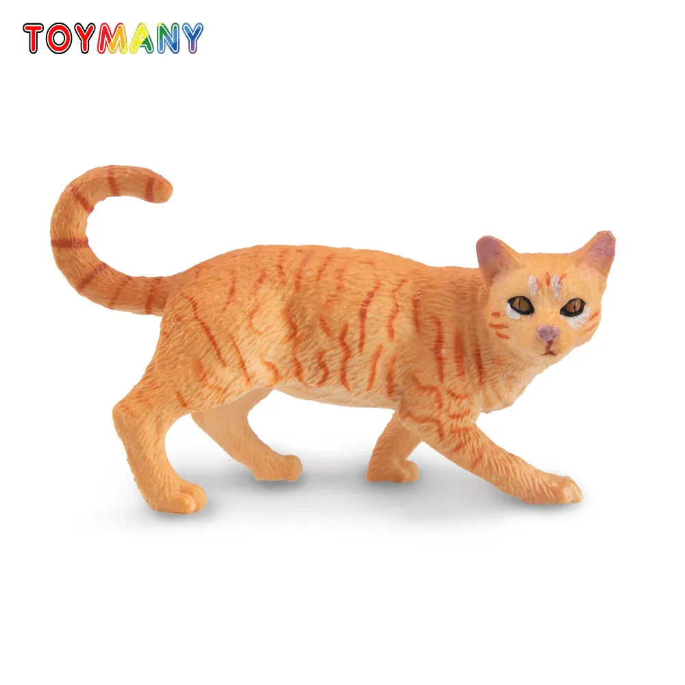 Фото Toymany Моделирование Striding Orange Tabby Cat Pet Модель животного Игрушка Мини-фигурки Фигурки Детский образовательный подарок и декор для торта №1