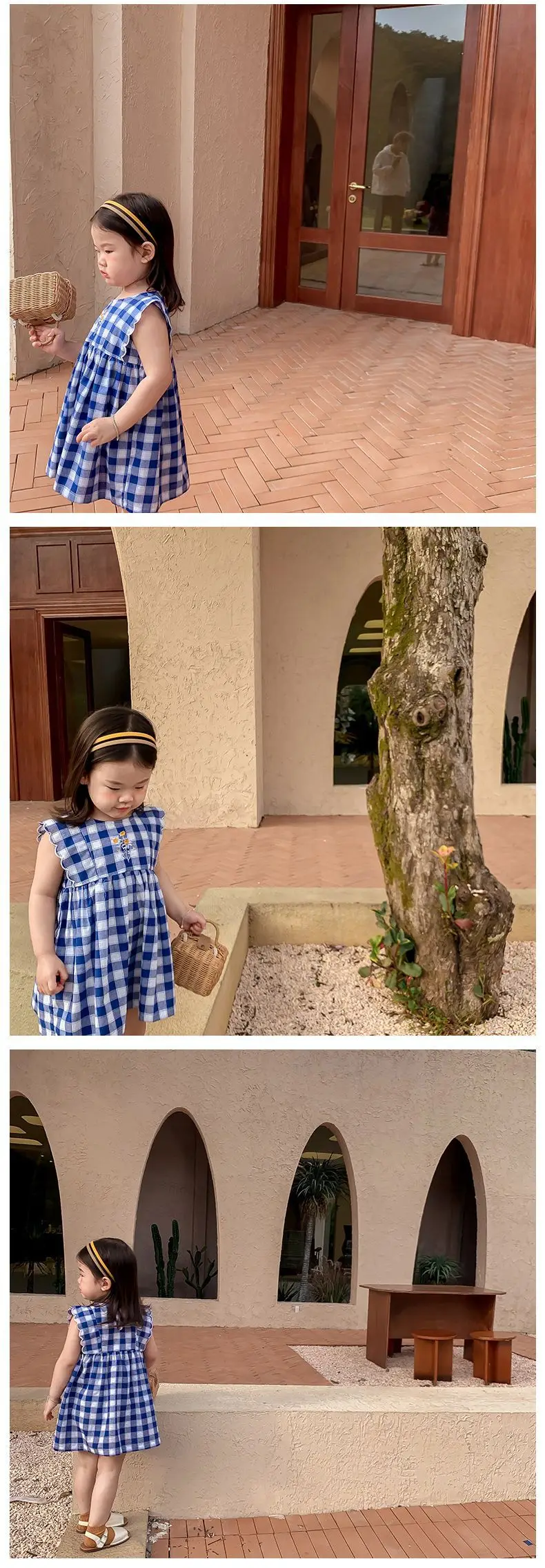 

Summer 2022, sleeveless dress for girls, embroidered flower collar