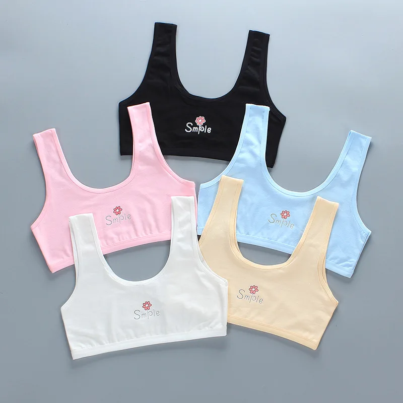 Girls Bra Cotton Tops Sports Bras Without Bones School Students Underwear Teens Crop Top 12 Years Old Clothes For Teenagers7-15Y