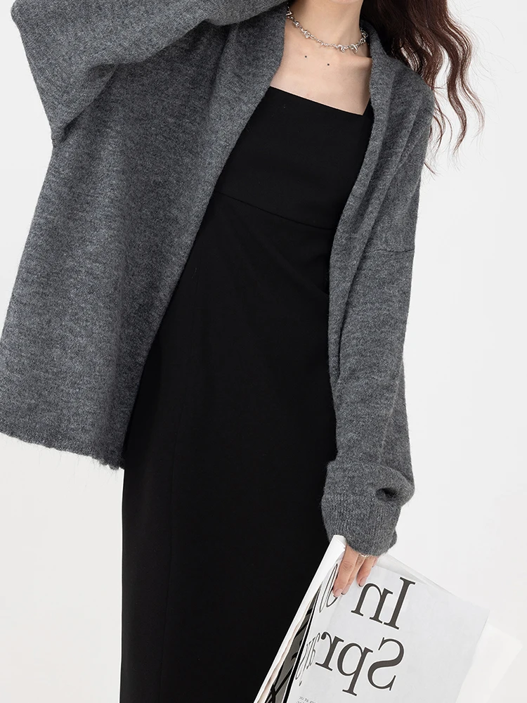 Корейская серия свитер средней длины кардиган женский осенний пригородный