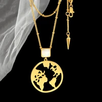 2022 trend hot brand world hollowed out earth map necklace brass fashion banquet all match jewelry diamond