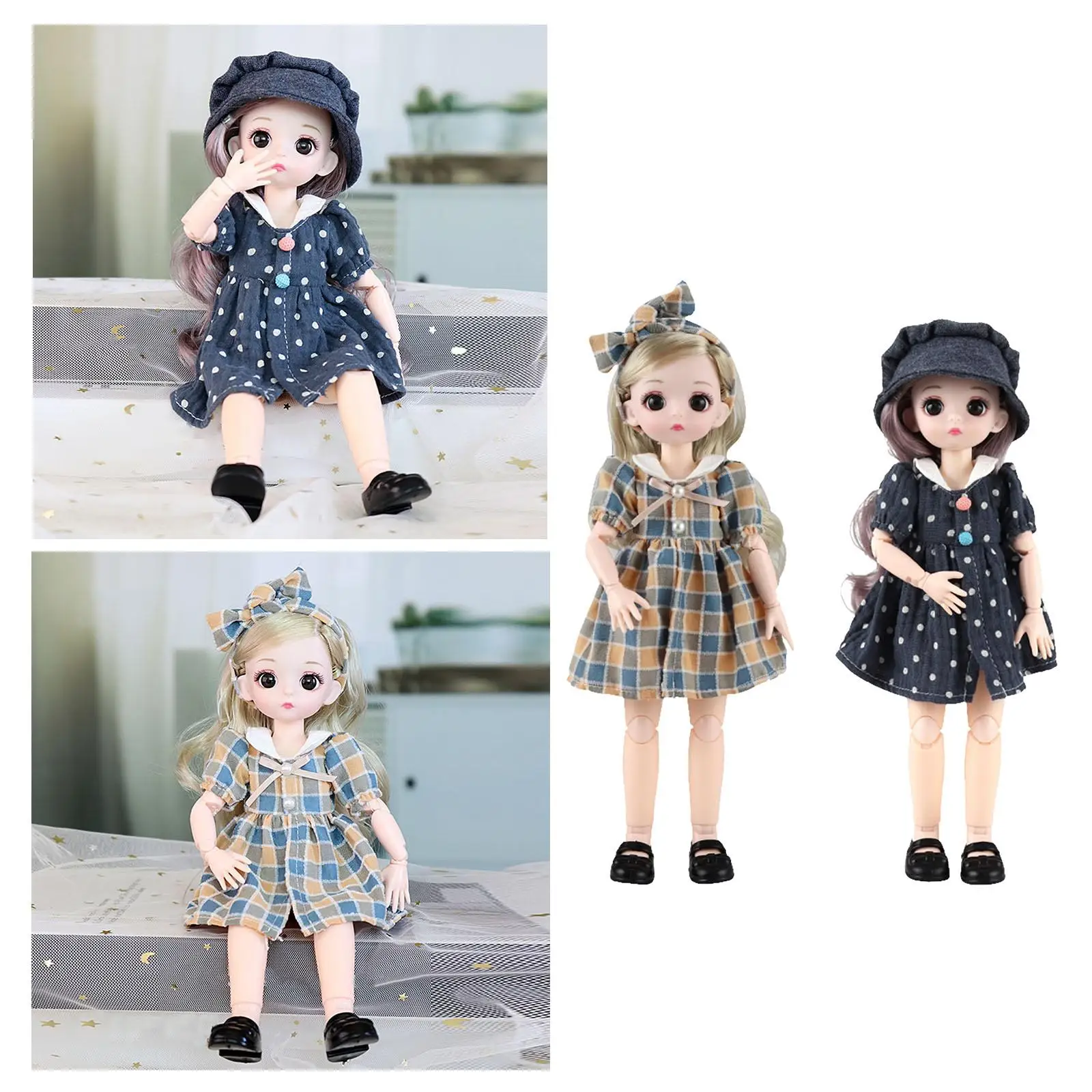 

30cm 1/6 BJD Doll 12 Flexible Joint Princess Doll Ball Joint Dolls for Kids Gilr Birthday Gift Play Doll with Dress