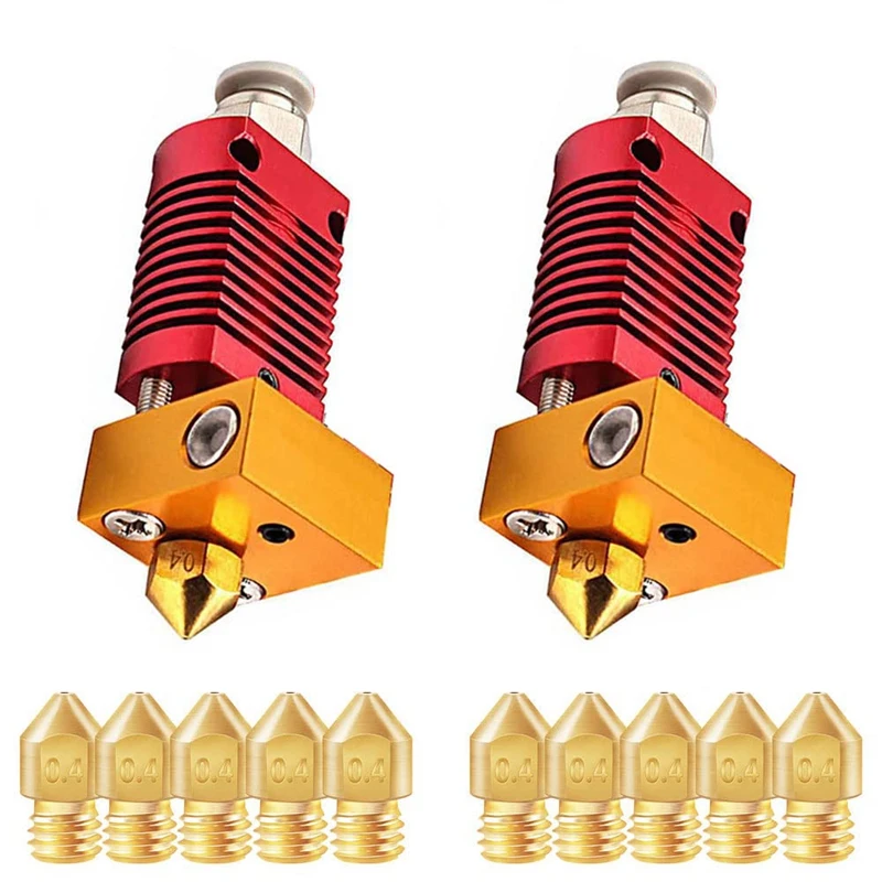

2Pcs Ender 3 Hotend, With 10PCS Brass Nozzles, 3D Assembled Extruder Hotend Metal Hotend Kit For CR-10 / CR10 / CR10S