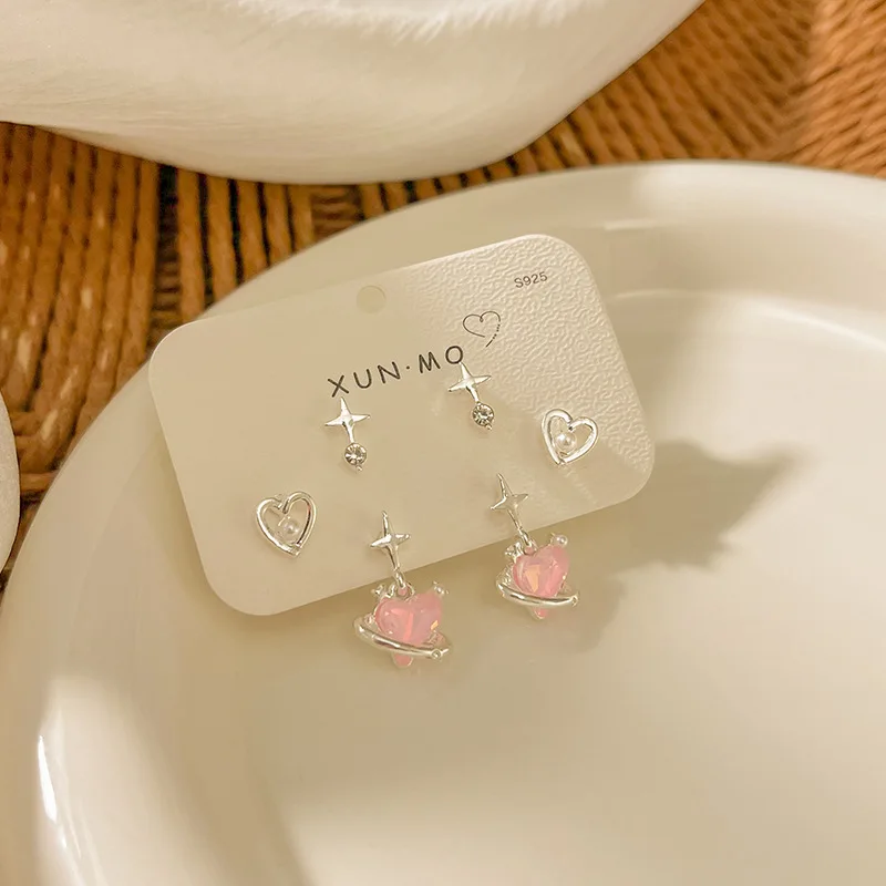 Набор женских серег-гвоздиков KADRUFI в Корейском стиле милые розовые серьги с