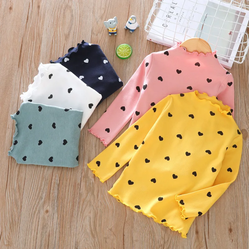 

Baby Kids Girls Cotton T-Shirt Long-Sleeve Turtleneck Bottoming Shirt for Children Clothes New Spring and Autumn Girl Tops 2-12Y