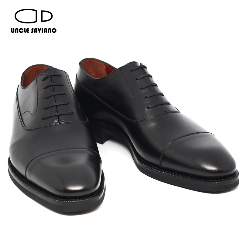 Uncle Saviano Oxford Dress Men Shoes Genuine Leather Handmade Fashion Luxury Designer Business Wedding Formal Best Man Shoes