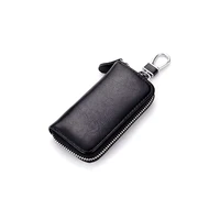 genuine leather key holder bag with 2 card slot 6 hooks 1 access cardkey case car key holder wallet for men women