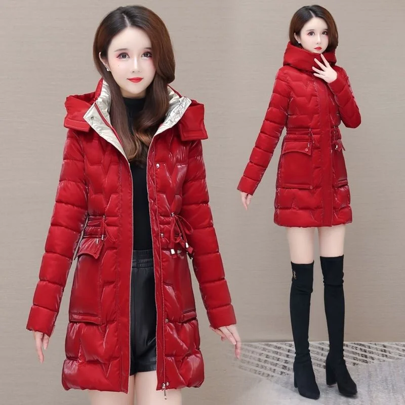 2023 распродажа стеганая куртка длинное плотное глянцевое пальто с хлопковой