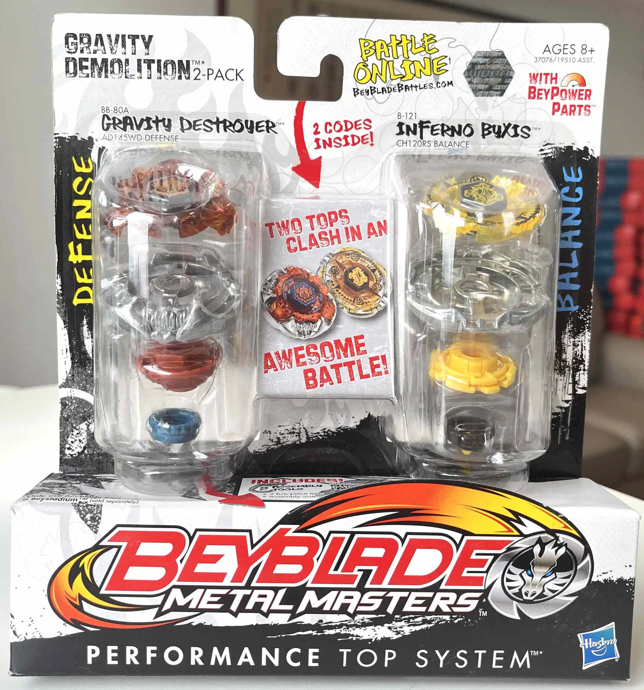 Beyblade METAL MASTERS демонтаж силы тяжести 2 шт. в упаковке Звездный Разрушитель и байки