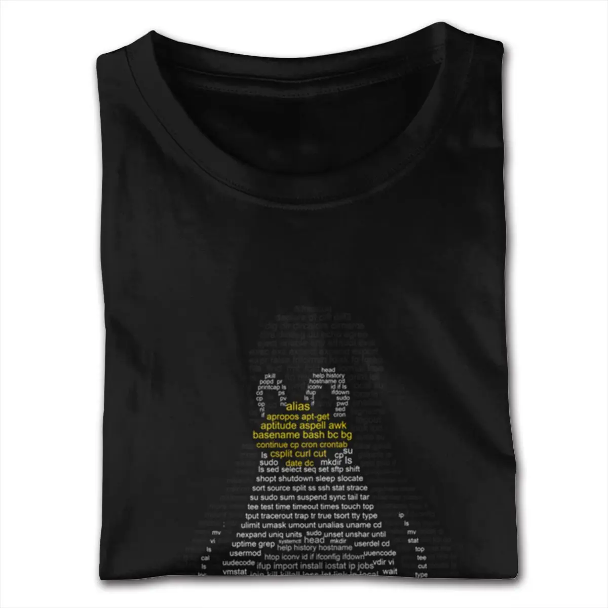 White Linux Tux - Commands Tees Shirt Men's 4XL Short Sleeved Pure Cotton Black O-neck Tee
