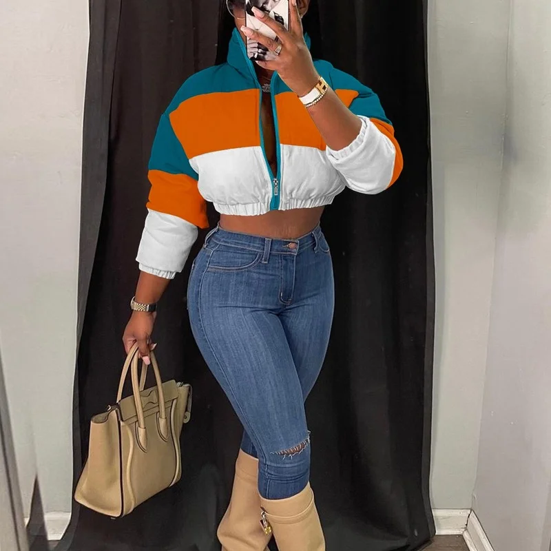 

Пуховик женский зимний из хлопка, модная свободная парка в стиле пэчворк, теплая верхняя одежда, уличная одежда