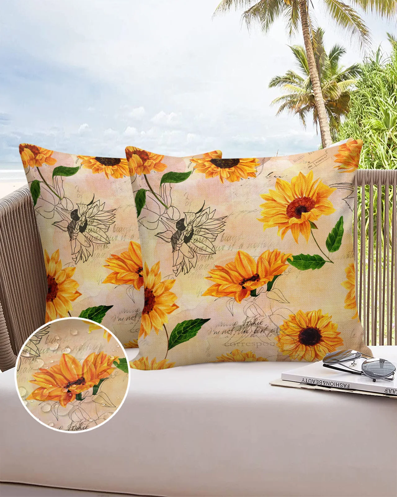 

2 шт., наволочка в виде подсолнуха, в стиле ретро