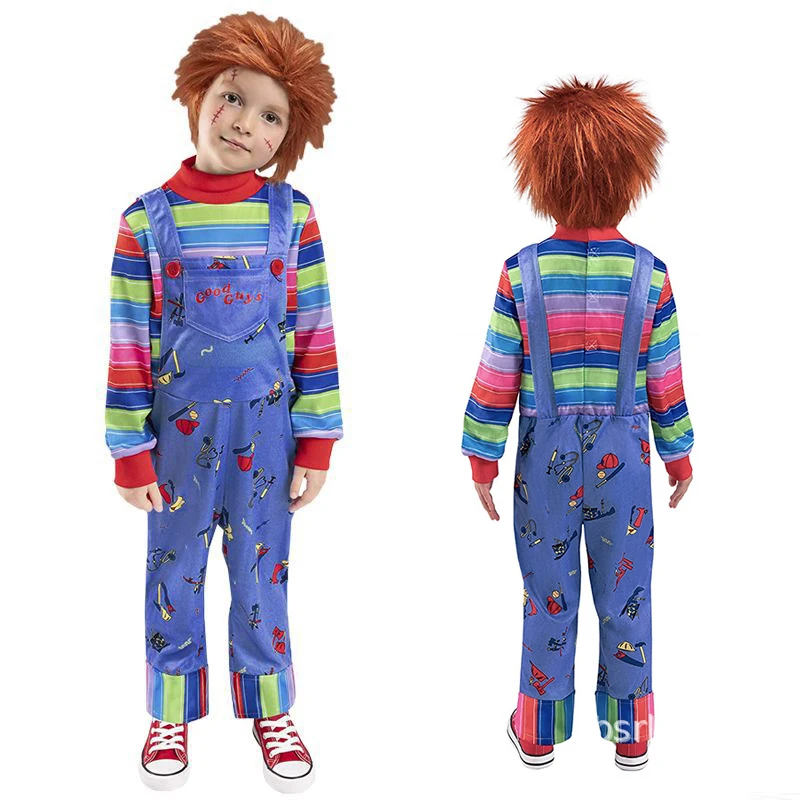 Anime Chucky Cosplay Costume Horror Scary Child's Play Boy Jumpsuits Halloween Gift For Kids Girls Christmas Party Cos Costumes
