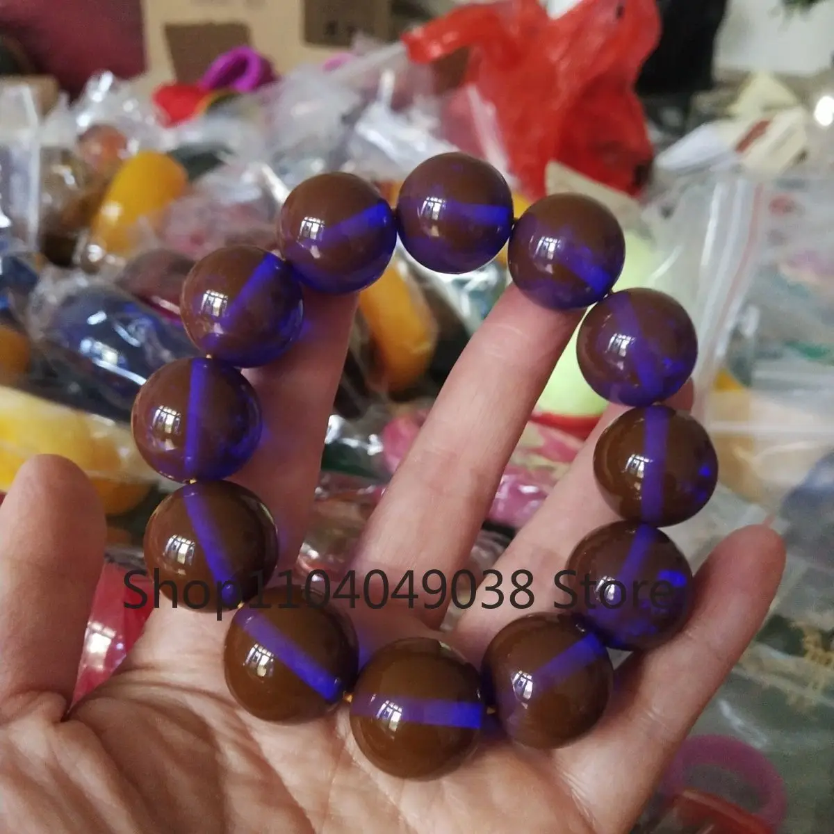 Изысканный Модный Фиолетовый Янтарный браслет градиентные цвета Будды Бусины